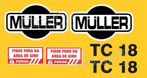 Kit De Adesivos Rolo Compactador Compatível Com Muller Tc 18 Cor ADESIVO EMBLEMA GRÁFICO TC18