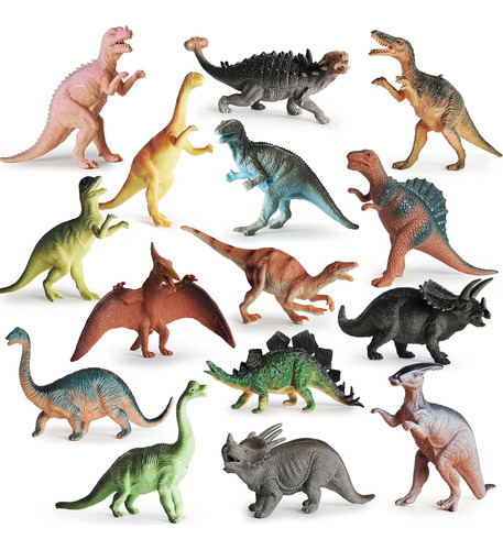 Paquete De 15 Juguetes De Dinosaurios Educativos De 7 P...