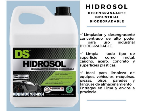 Hidrosol Desengrasante Industrial Biodegradable 