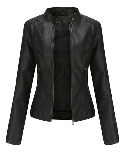 B Chaqueta De Cuero Biker Slim Mujer