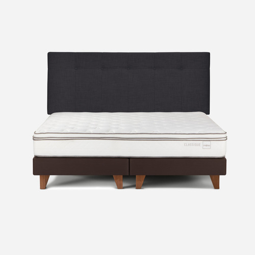 Cama Europea Classique+ 2 Plazas+respaldo New Bennet Grafito