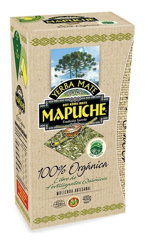 Mapuche Yerba Mate Orgánica Con Palo 400 Gr / Qtq