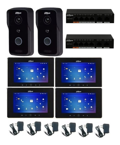 Kit 2 Video Portero Dahua 4 Monitor Touch De 7 Pulgadas Wifi
