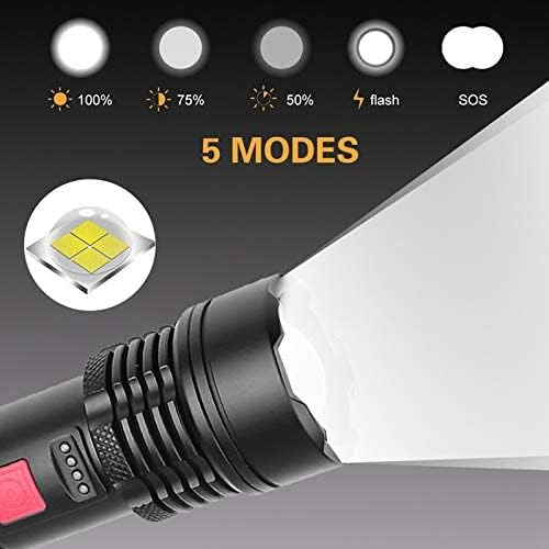 Lámpara Táctica Led Recargable Usb Linterna De 5 Modos