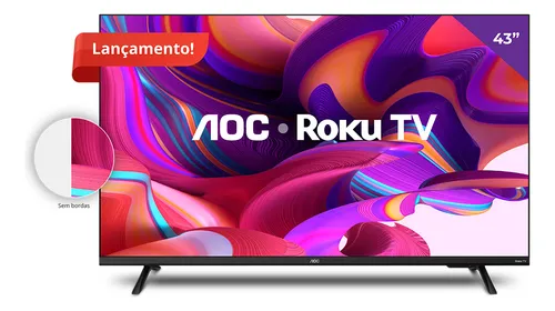 Smart Tv 43'' Full Hd Com Roku Tv 43s5135/78g Aoc Cor Preto