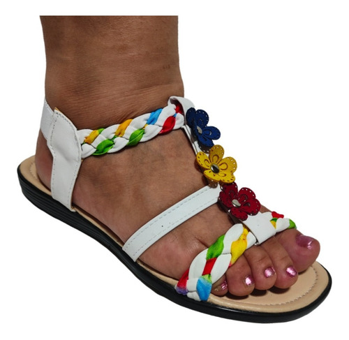 Imagen 2 de 4 de Huarache Sandalia Elástico Trenza Colores Amoldable Suave