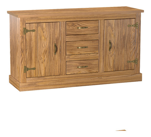 Aparador Bargueño 2p+3c Living Comedor Mueble Madera Ed Lcm Color Roble Texturado