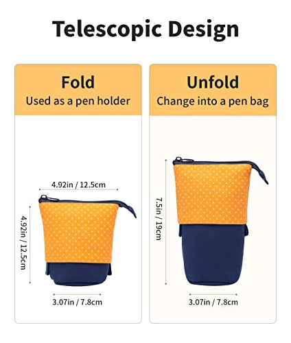 Cartuchera / Estuche De Pie Pop Up Espaciosa - Naranja/azul