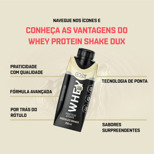 Whey Protein Shake 250ml Dux - Sabor: Chocolate Branco Chocolate Branco