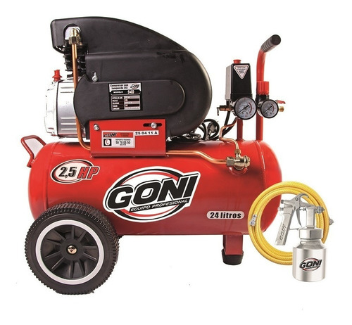 Compresor De Aire Eléctrico Portátil  24l 2.5hp Goni 940p