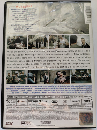 El Paraíso Ahora. Dvd Original (Usado)