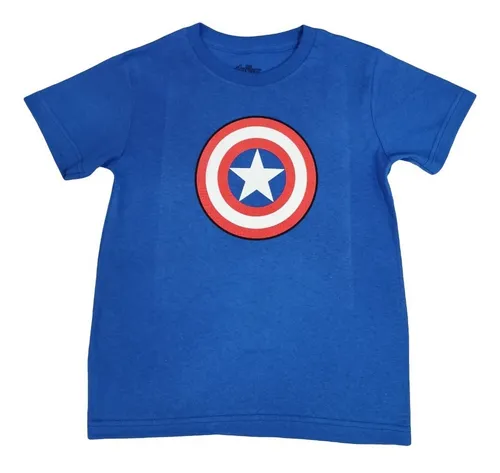 Playera Azul Ni o Capit n Am rica Logo Marvel MercadoLibre