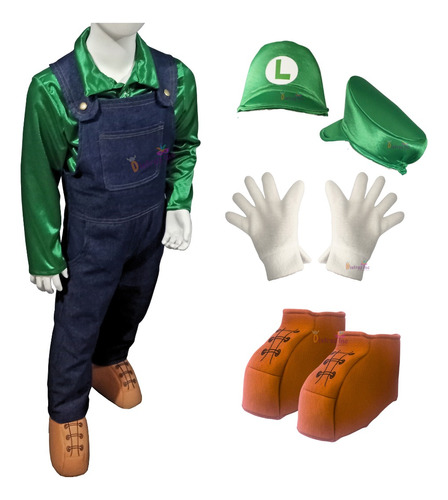 Disfraz Luigi Bros Super Traje Mario Luigi Cosplay Para Niños