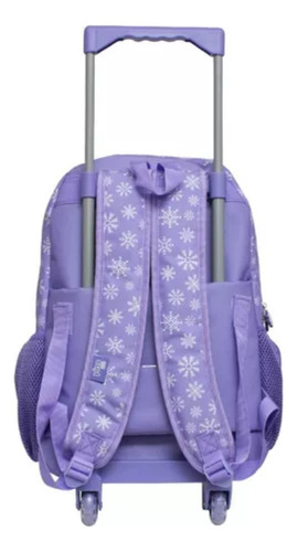 Mochila Infantil Com Rodinha Snowy Estojo E Lancheira Cor Lilás Desenho Do Tecido Lisa Gliter
