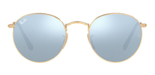 Lentes De Sol Round Metal Plateado Flash Ray-ban