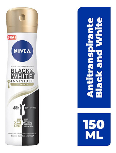 Desodorante antimanchas Nivea Black & White Satín 150ml
