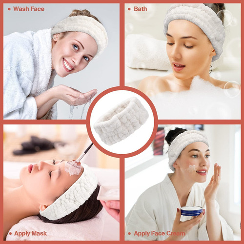 Paquete De 3 Diademas Faciales De Felpa Spa (blancas)