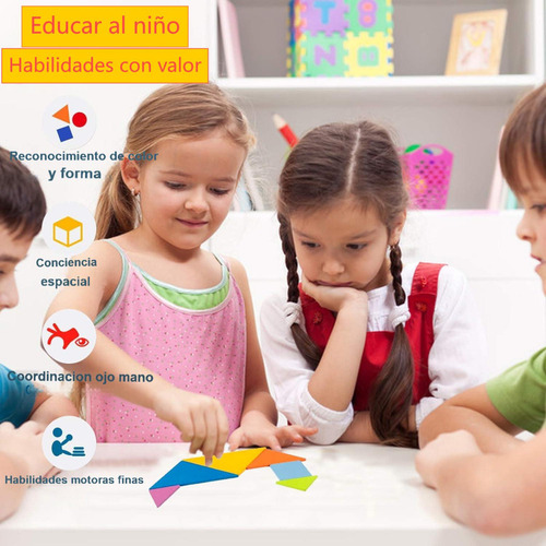 .tangram De Madera Juego Material Didáctico Rompecabezas