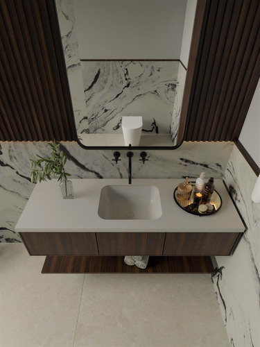 Bancada Para Banheiro Com Cuba Em Ssm Corian 150cm