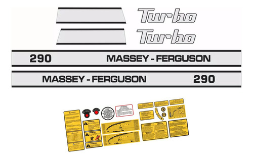 Kit Adesivo Trator Massey Ferguson Mf 290 Turbo +etiqueta Mk