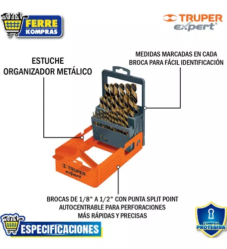 Juego de 29 brocas HSS para metal en estuche, Truper Expert