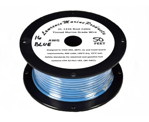 Alambre Primario Marino Estañado 16 Awg Azul 50 Pie