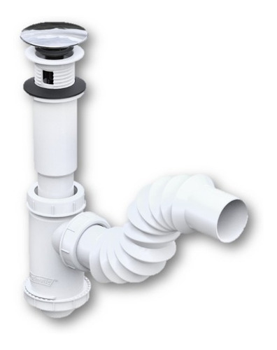 Cespol P/lavabo Flexible C/tapon Push Bote Chico Mod. 2218a Color Blanco