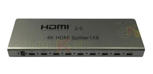 Splitter Hdmi 2.0 De 1x8 Netcom Aluminio Ultra Full Hd 3d 4k