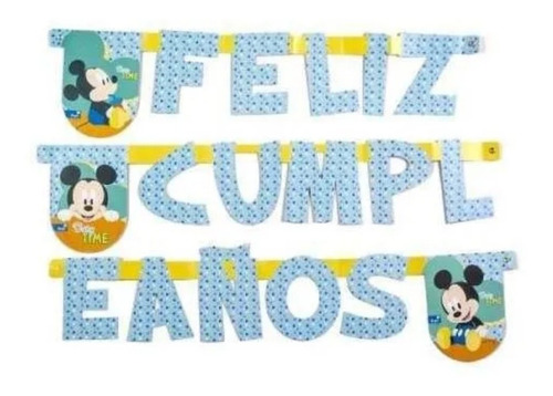 Guirnalda Feliz Cumpleaños Mickey Mouse Cotillón Fiestas