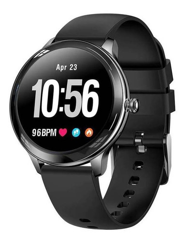 Smartwatch Colmi Serie V V33 1.09" caja 41.5mm negra, malla negra de silicona deportiva y bisel plata