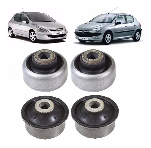 Kit 4 Bucha Bandeja Dianteira Peugeot 206 207 Hoggar