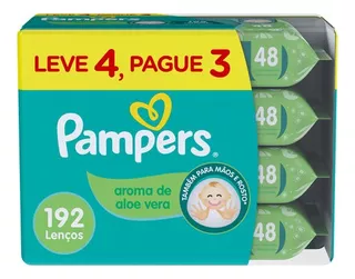 Lenços Umedecidos Aroma De Aloe Vera 192 Unidades Pampers