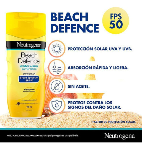 Protector Solar Neutrogena Beach Defence Fps 50+ 198ml