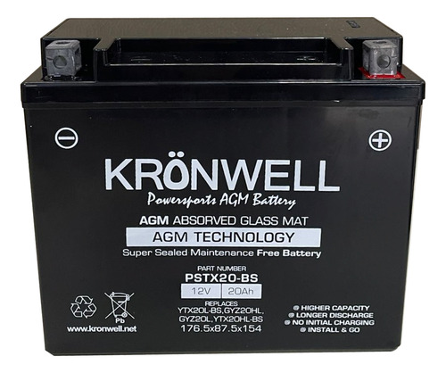 Bateria Kronwell Harley Davidson Vrsc 1130 1250 V-rod 07/17 Derecho