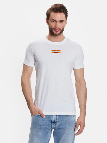 Camiseta Slim Con Logo Blanco Calvin Klein
