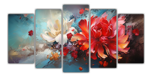 100x50cm Pintura Abstracta De Flores Detalladas Sobre Lienzo