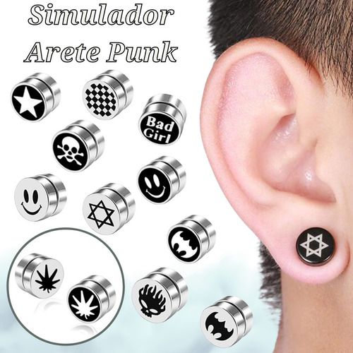 Arete Simulador Expansor Boton Iman Estilo Punk Diseños