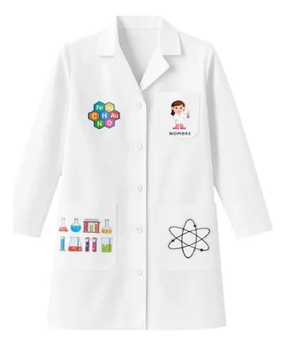 Bata Kit De Científico Científica Personalizada Nombre, Gafa