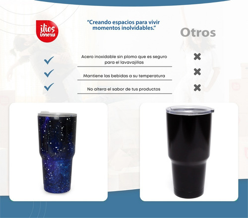 2 Piezas Termo Vaso Para Bebidas 30oz Galaxia Acero Inoxidab Color Cielo Rosa