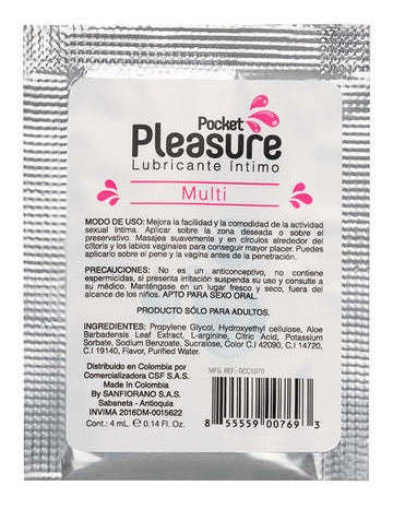 Lubricante Intimo Multiorgasmo Vaginal Pocket P. Sachet