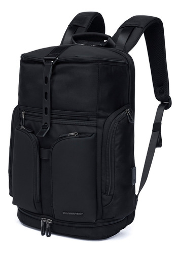Mochila Executiva Casual Espaçosa Notebook Trabalho Viagem Cor Preto Desenho do tecido Lisa