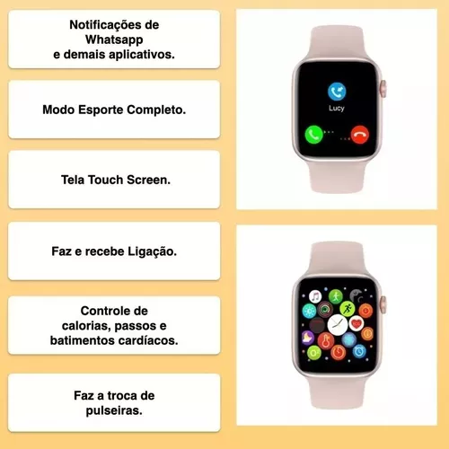 Relógio Lançamento Smart Watch P80 com 2 Pulseiras Rosa - ZION STORE RJ