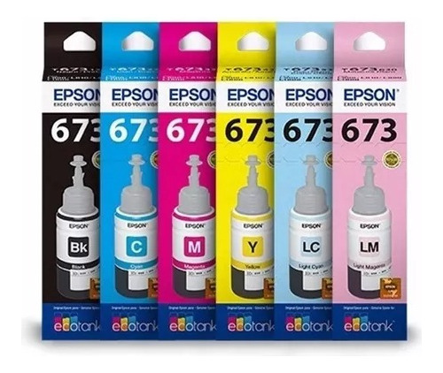 Pack 6 Tintas Epson 673 Originales L800 L810 L850 1800