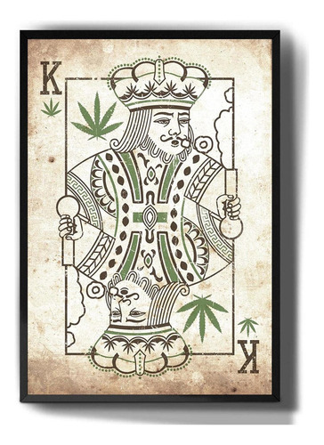 Quadro Decorativo Carta De Baralho Maconha Rei Swag