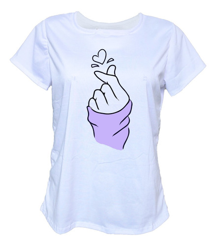 Blusa Playera Casual Mujer Corazón Coreano Mano Simbolo Amor