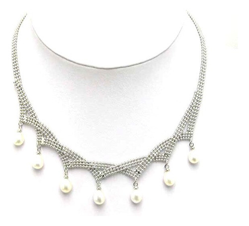 Qingmos-collar De Perlas Naturales De 6-7mm Para M White