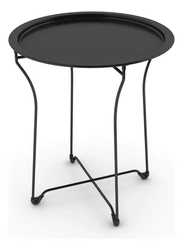 comprar Mesa Auxiliar Plegable De Metal Acero Resistente Color Negro