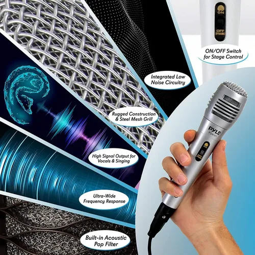 Micrófono Pyle Dinámico Cardioide Filtro Pop Profesional P