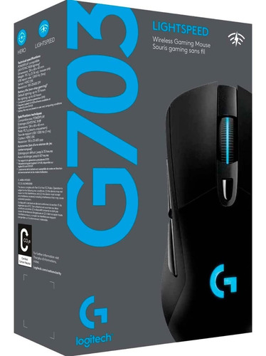 Mouse Logitech Gamer G703 Lightspeed Inalámbrico Negro