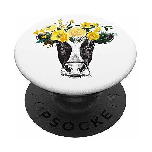 Cute Funny Cow Head Yellow Floral Rose Green Leaf Sgpmq